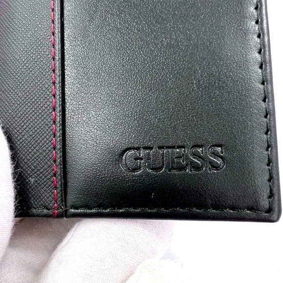 ⭐️GUESS💯 BLACK TRI FOLD MENS BLACK WALLET, GUESS LOGO INDENTED - Picture 8 of 15